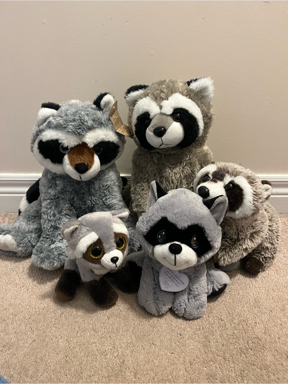 Plush Raccoon Stuffed Animal lot - gently used TY douglas etc
